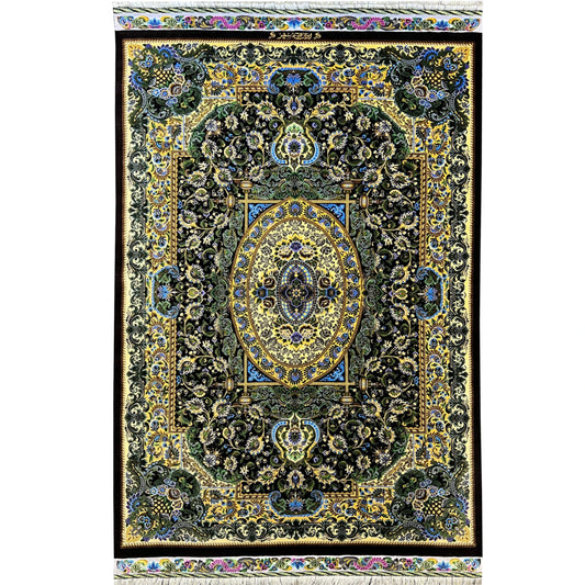 Persian Carpet - All Silk Handwoven Iranian Rug with Flower Design